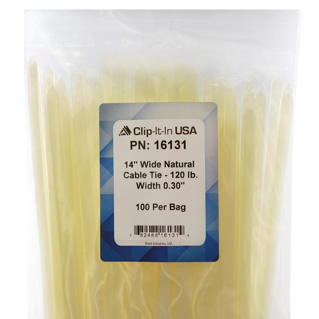 14" Natural Cable Ties - Wide - 100 PK
