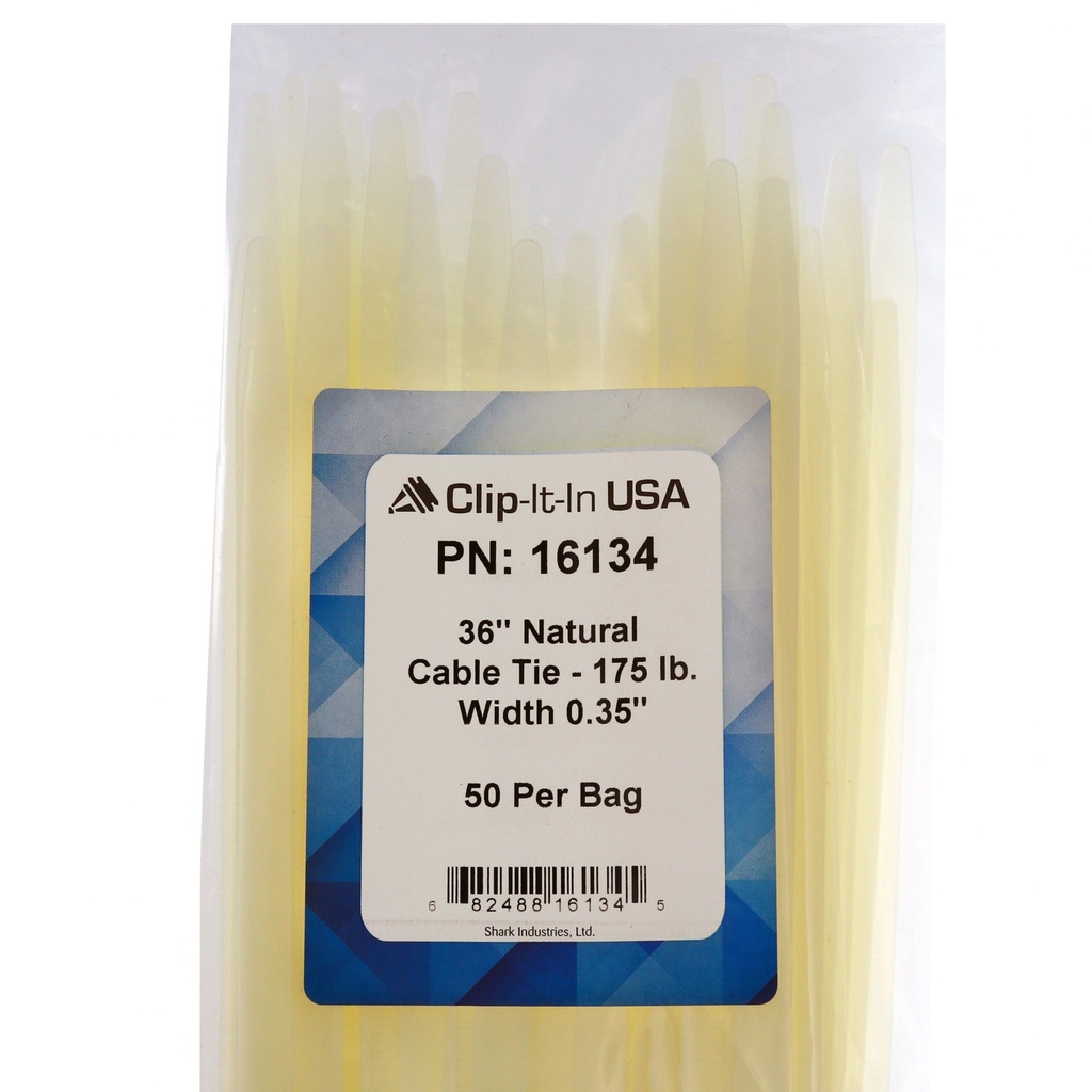 36" Natural Cable Ties - Wide - 50 PK
