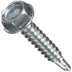 Hex Washer Head Drill Point Screw, Steel, Zinc Finish, #10 Diameter, 1/2" Length, 5/16" Across Flats (100pk)