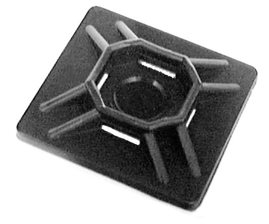 1"x1" Cable Tie Mount With Adhesive Back 4-Way, Quantity - 25